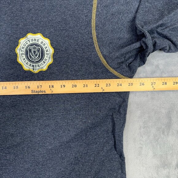 Structure T Shirt Mens XL Blue Long Sleeve Tee Vintage 90s Y2K USA Made - Picture 7 of 10